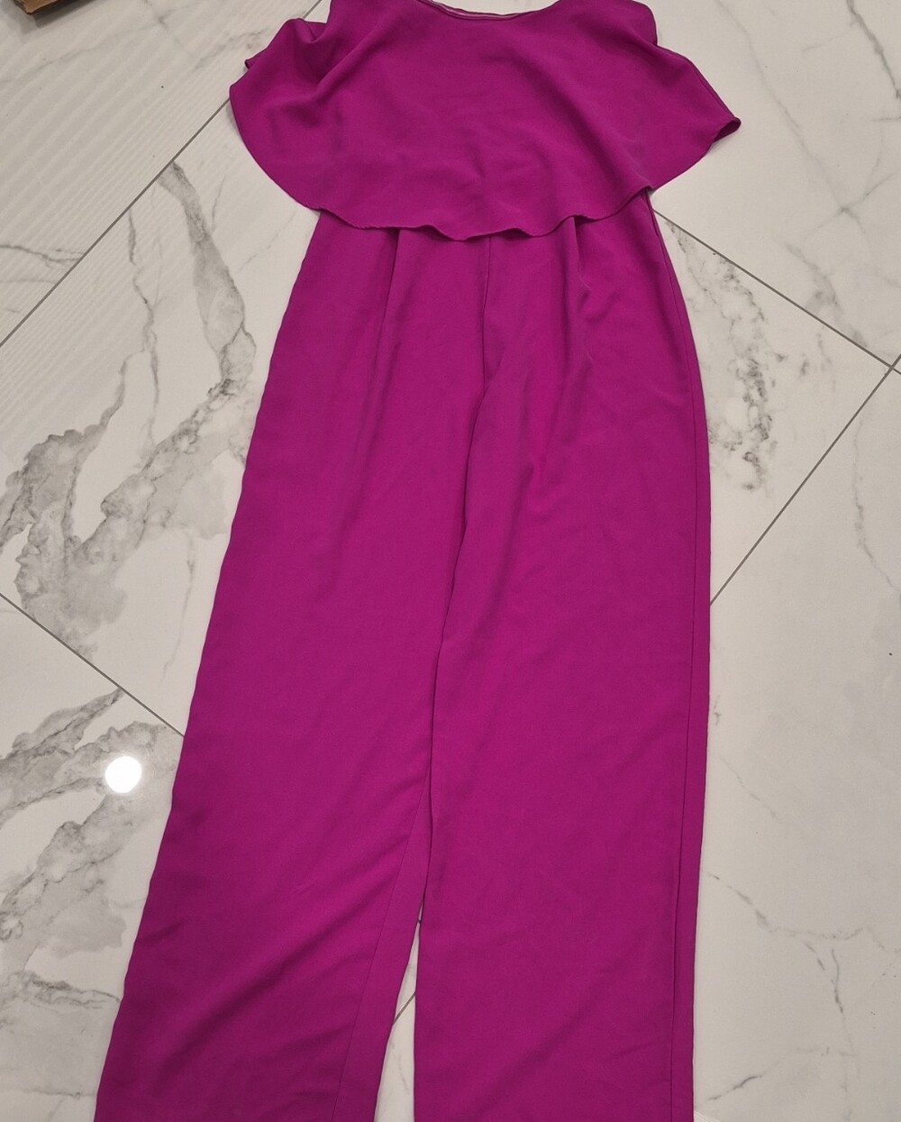 Sugarlips Strapless Wide-Leg Jumpsuit in Fuchsia
